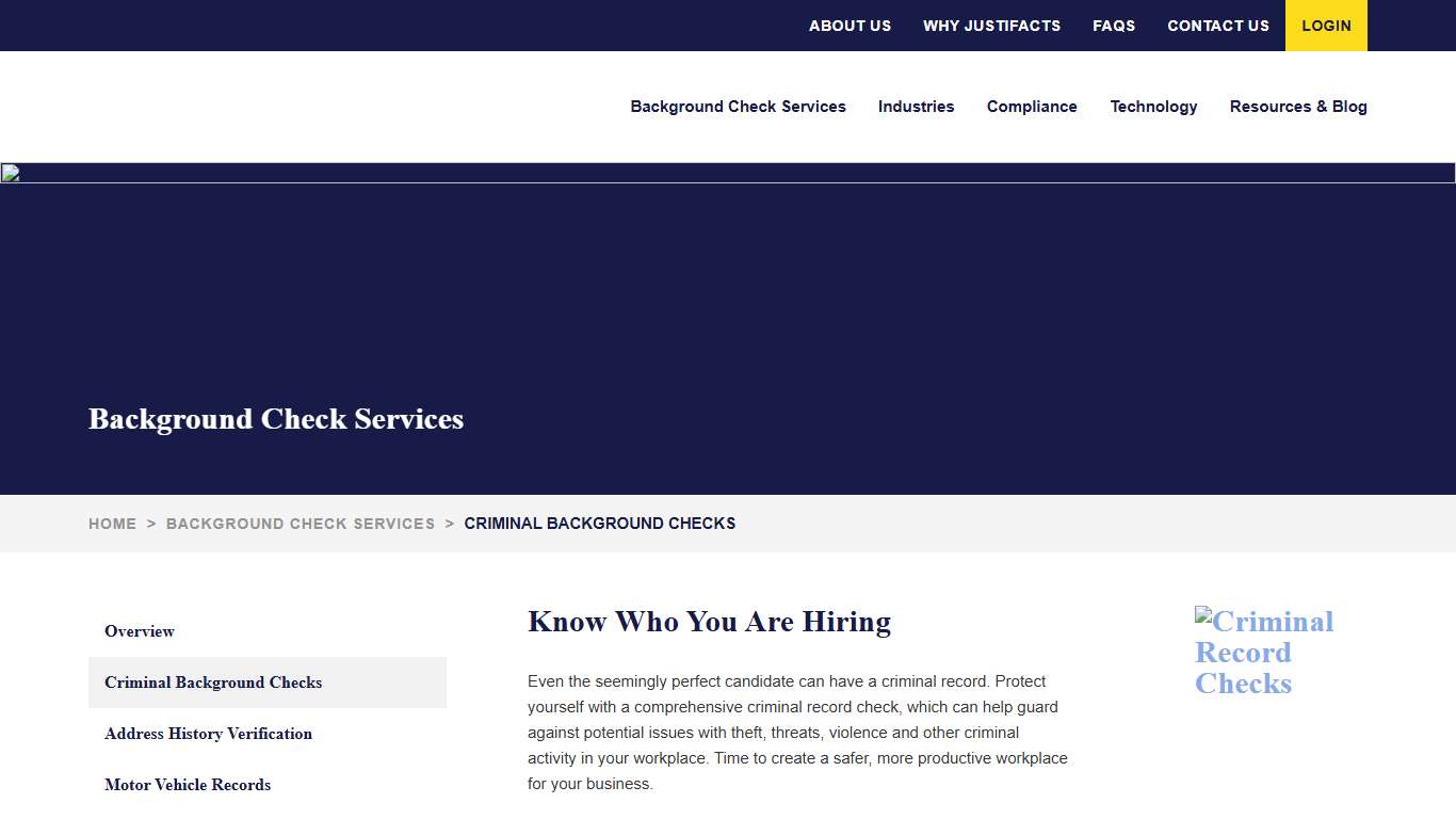 Criminal Record Checks Justifacts Credential Verification, Inc.